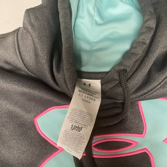 Under Armour Charcoal Hoodie with Aqua and Pink Accents - Picture 3 of 5